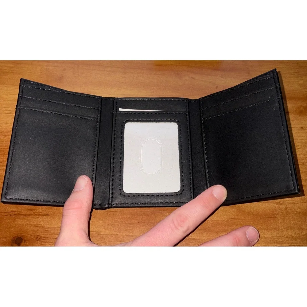 NFL Atlanta Falcons Mens Trifold Wallet Black Faux Leather Debossed Logo New